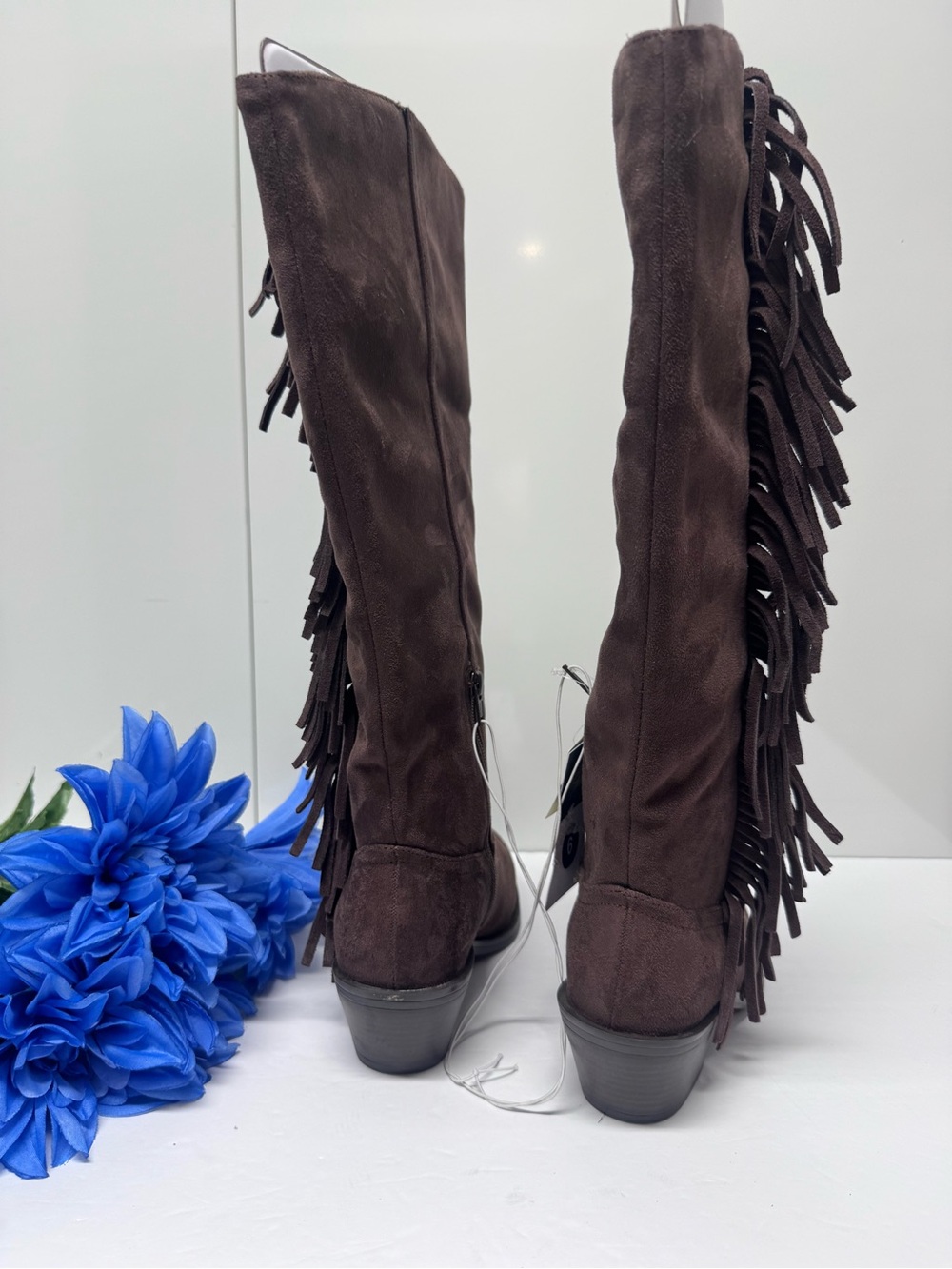 🤠NWT MICROSUEDE WESTERN FRINGE BOOTS - Picture 6 of 7